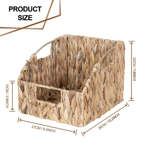 NEW Set of 2 - Water Hyacinth Sloped Storage Basket - Picture 5 of 5